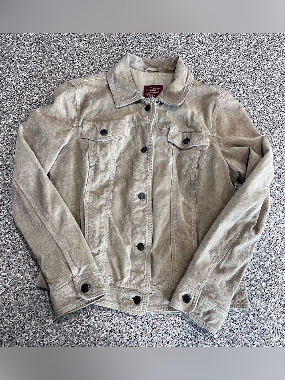 Eddie Bauer Seattle Suede Washable Button Up Jacket Womens Large